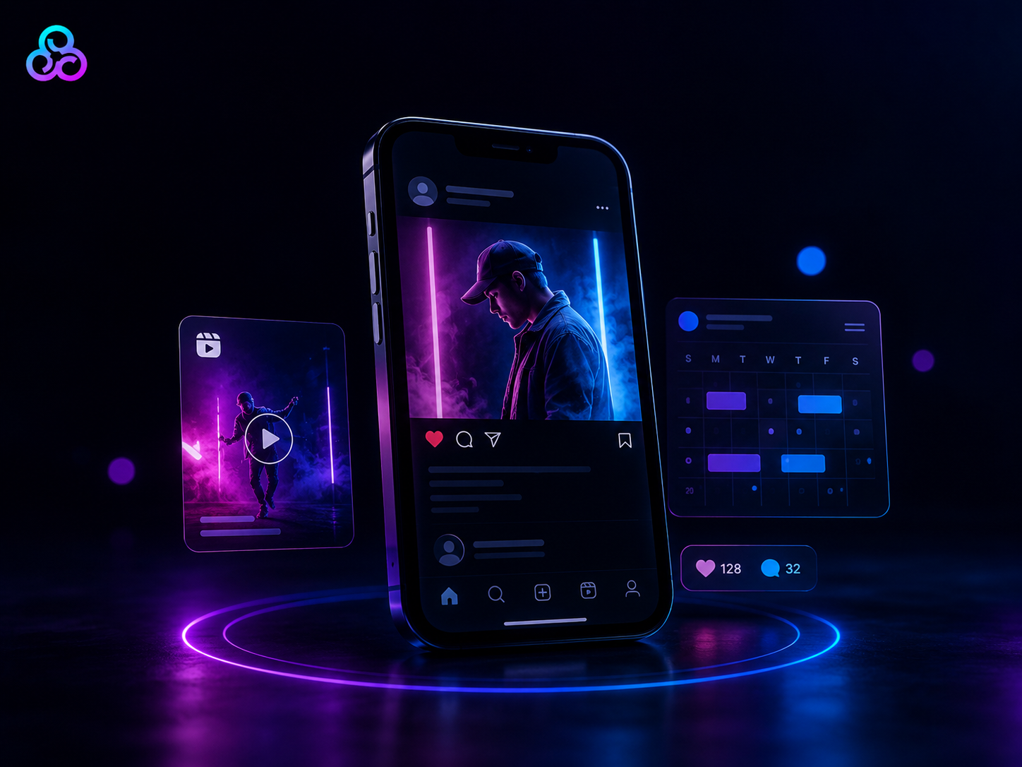 Celular com conteúdo para redes sociais
